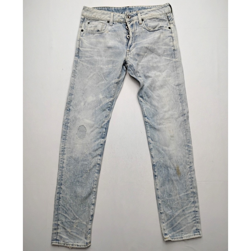G-Star RAW Men's 3301 Slim Fit Jeans Button Fly Light Wash Denim Size 30x32